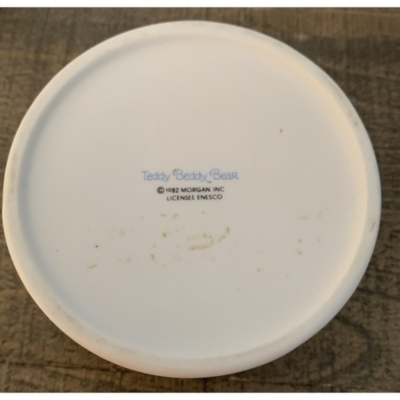 Teddy Beddy Bear Porcelain Round Trinket Jewelry Box with Cover 1982 Enesco - Picture 13 of 13